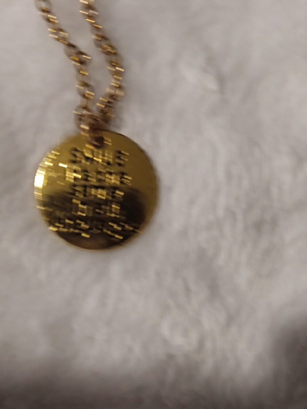 Gold Round Pendant Necklace - Smile Inspirational Charm - Picture 2 of 3
